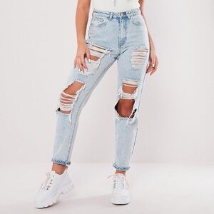 Missguided Riot Vintage Distress High Rise Mom Jeans